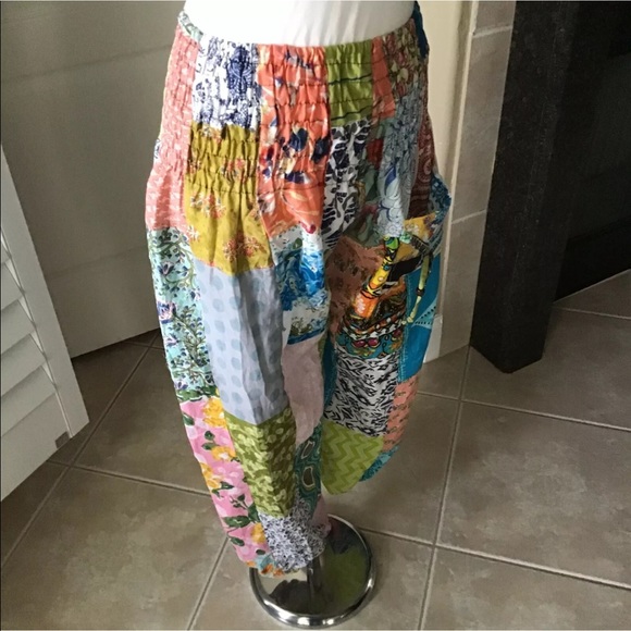 LAST PAIR! Yoga Pants Beach Patchwork 100% Cotton - Picture 7 of 8